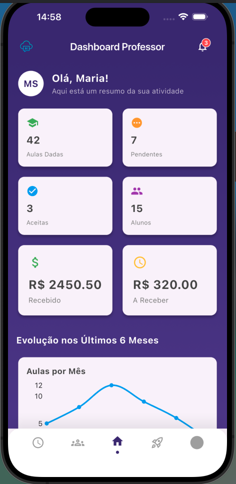 App do Professor - Tela 1